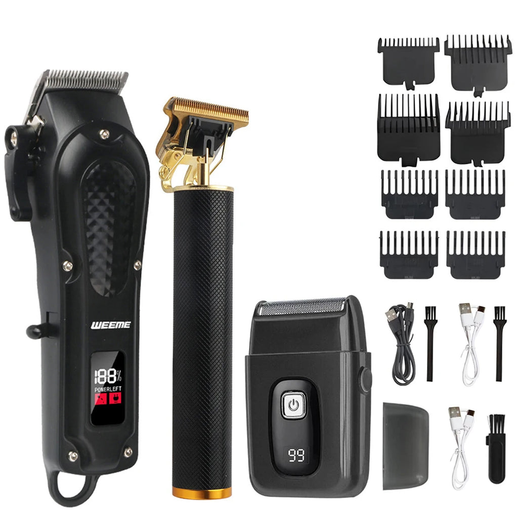 T9 Vintage Men's Electric Hair Clipper Beard Trimmer/Rechargeable Hair Cutting Machine With Nose Hair Trimmer Kit Boyfriend Gift