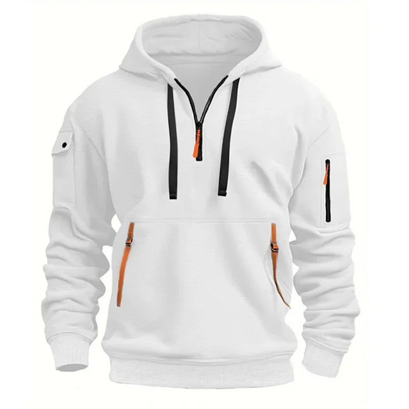 Men's Hoodie Multi Pocket Zipper Casual Sports Hoodie Men/Women Plus Size Loose Pullover Fashion Sweatshirt Long-Sleeve tops